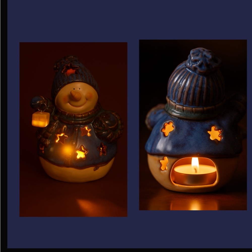 VTG! SNOWMAN VOTIVE HOLDER. TEA CANDLE LIGHT.